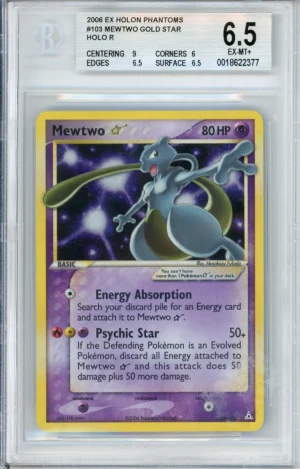 Mewtwo Gold Star 103/110 Holon Phantoms (2006) Holo Beckett 6.5