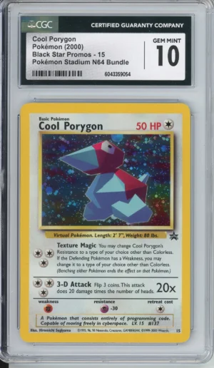 Pokemon Graded: Cool Porygon #15 Pokemon Stadium N64 Bundle Black Star Promo (2000) Holo CGC 10