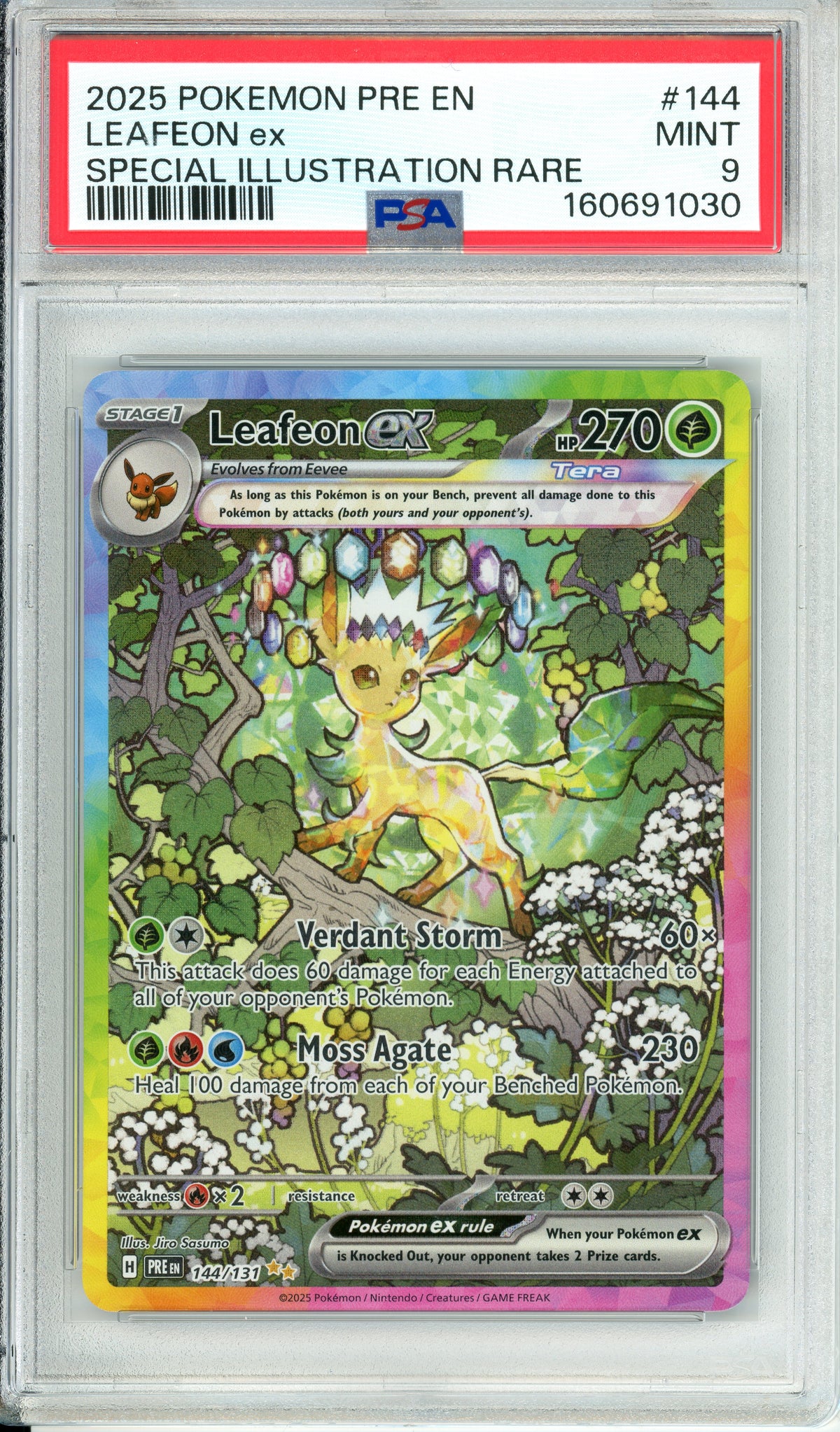 Pokemon Graded: Leafeon ex 144/131 Prismatic Evolutions (2025) SIR PSA 9