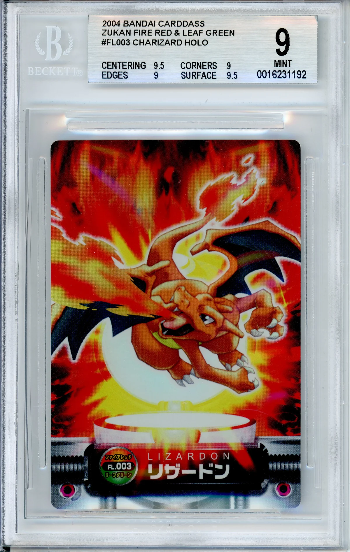 Pokemon Graded: JP Charizard #FL003 Bandai Carddass Fire Red & Leaf Green Beckett 9